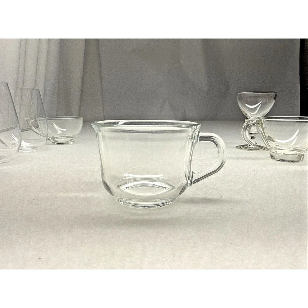 Assorted Clear Glassware Lot of 8 Arcoroc Stemware Punch Cups Coupe Wine Glasses